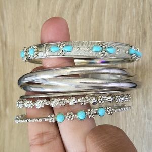 Turquoise/Silver Bangle Set